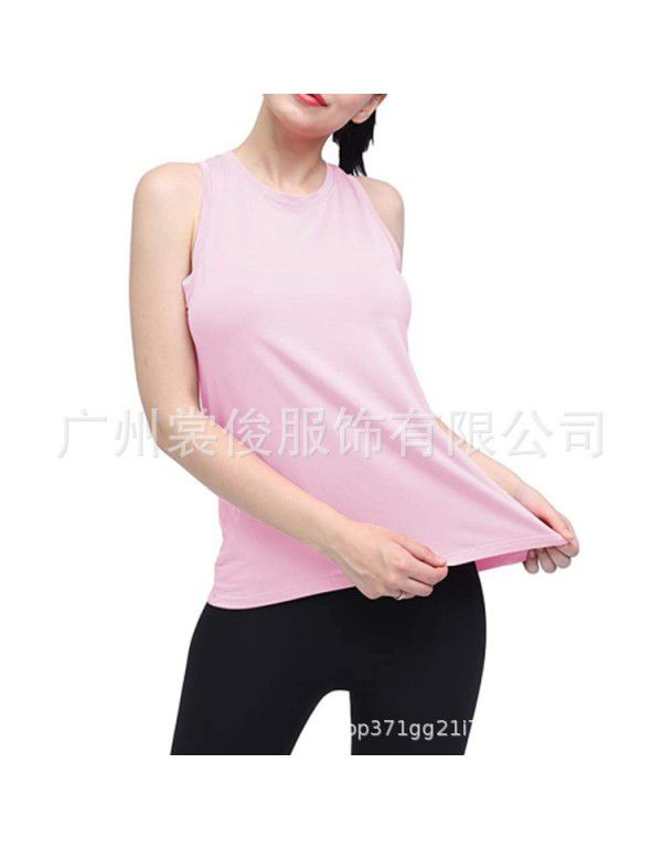 Summer New Women's Wear European and American Yoga Sports Tank Top Women's Fitness Pleated Top Sports T-shirt