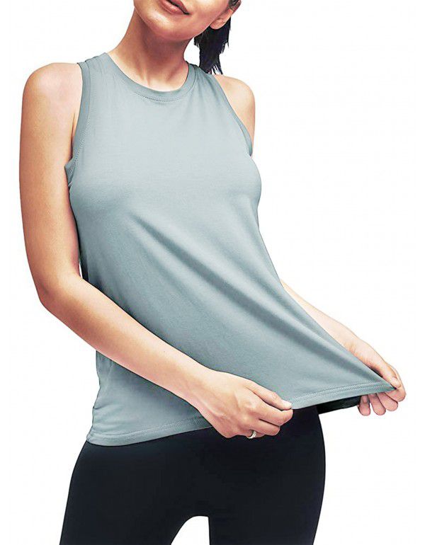 Summer New Women's Wear European and American Yoga Sports Tank Top Women's Fitness Pleated Top Sports T-shirt