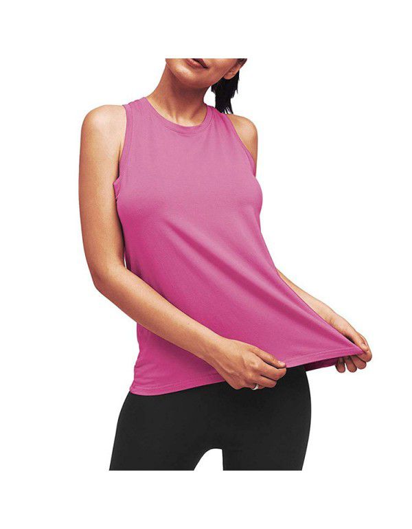 Summer New Women's Wear European and American Yoga Sports Tank Top Women's Fitness Pleated Top Sports T-shirt