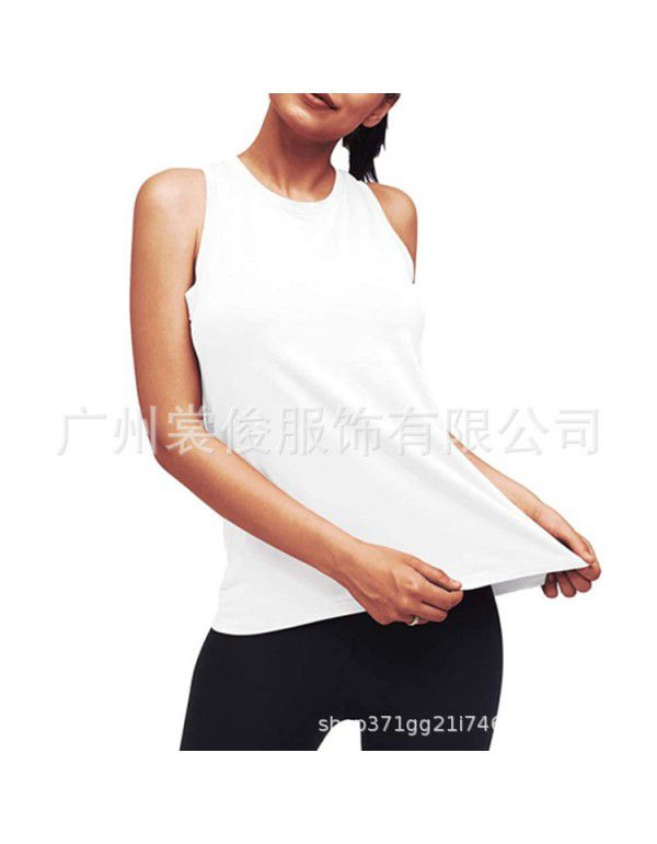 Summer New Women's Wear European and American Yoga Sports Tank Top Women's Fitness Pleated Top Sports T-shirt