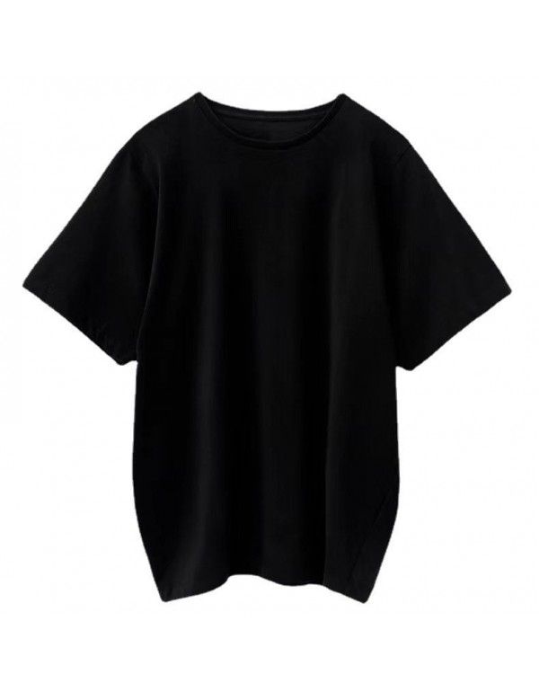 Spring and Summer Perforated Nordic Loose Solid T Shirt Round Neck Casual Fashion Profile Short Sleeve T Shirt Women 