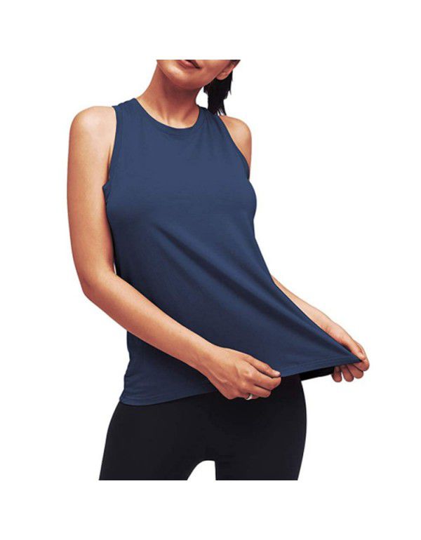 Summer New Women's Wear European and American Yoga Sports Tank Top Women's Fitness Pleated Top Sports T-shirt