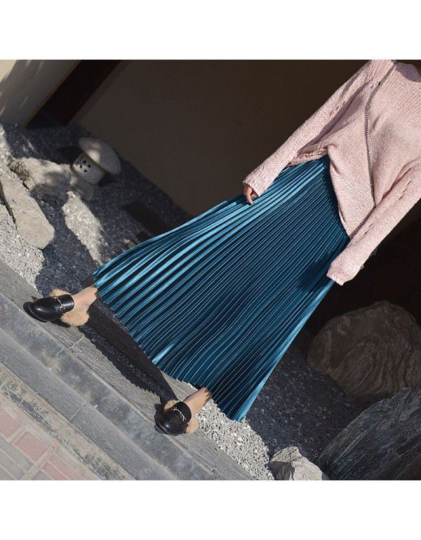 Pleated Skirt Half Skirt Autumn and Winter New Chic High Waist Vintage Hong Kong Style Fashion Half Skirt Women's Winter