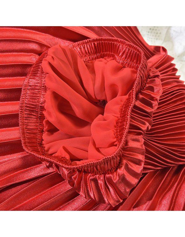 Pleated Skirt Half Skirt Autumn and Winter New Chic High Waist Vintage Hong Kong Style Fashion Half Skirt Women's Winter