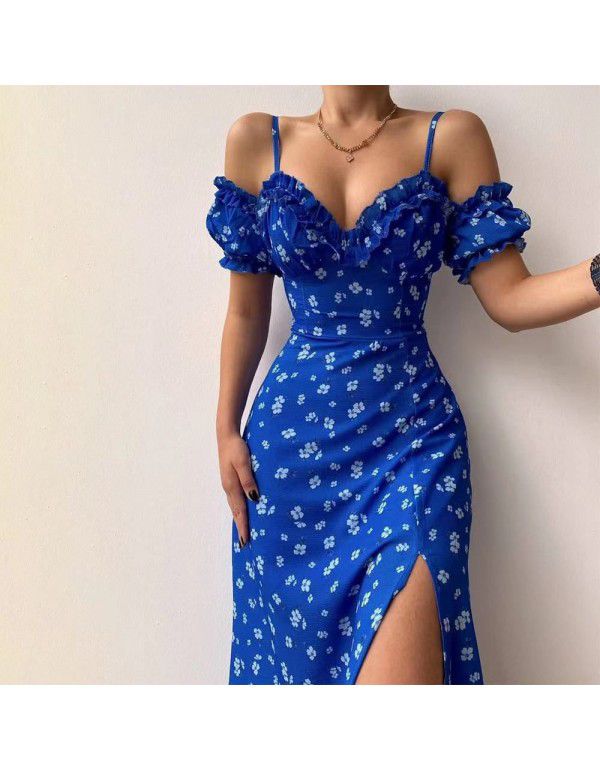 Women's New Sexy Slim Fit Midlength Dress Fragmented French Strap Dress
