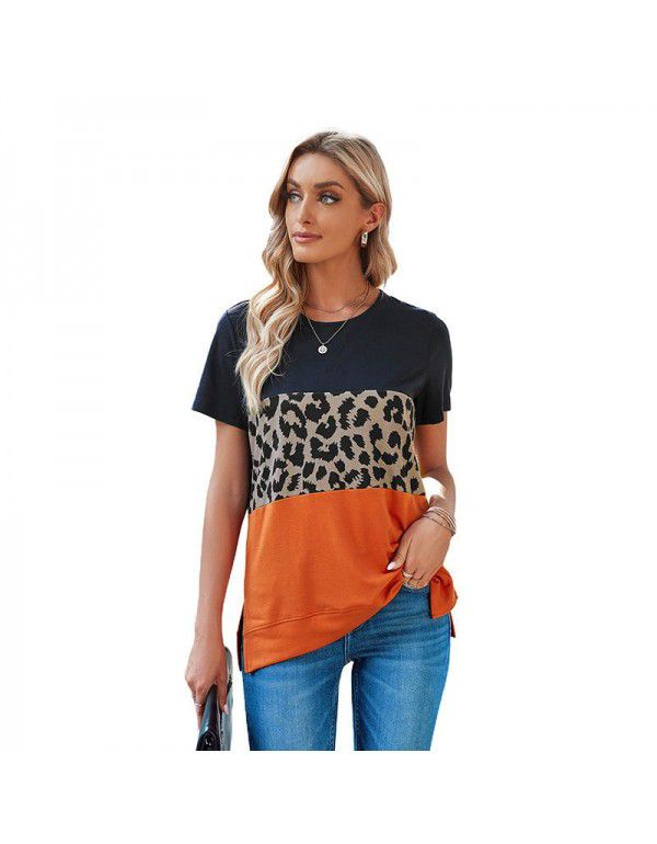Shiying Short Sleeve T-shirt Women's European Summer New Stripe Pattern Women's Loose Round Neck Top Women