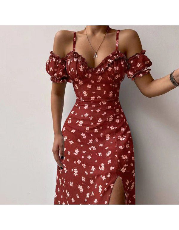Women's New Sexy Slim Fit Midlength Dress Fragmented French Strap Dress
