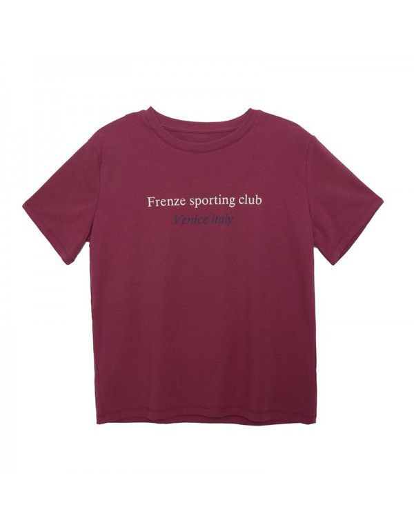 Early spring new Korean letter round neck short-sleeved T-shirt for women's basic style 