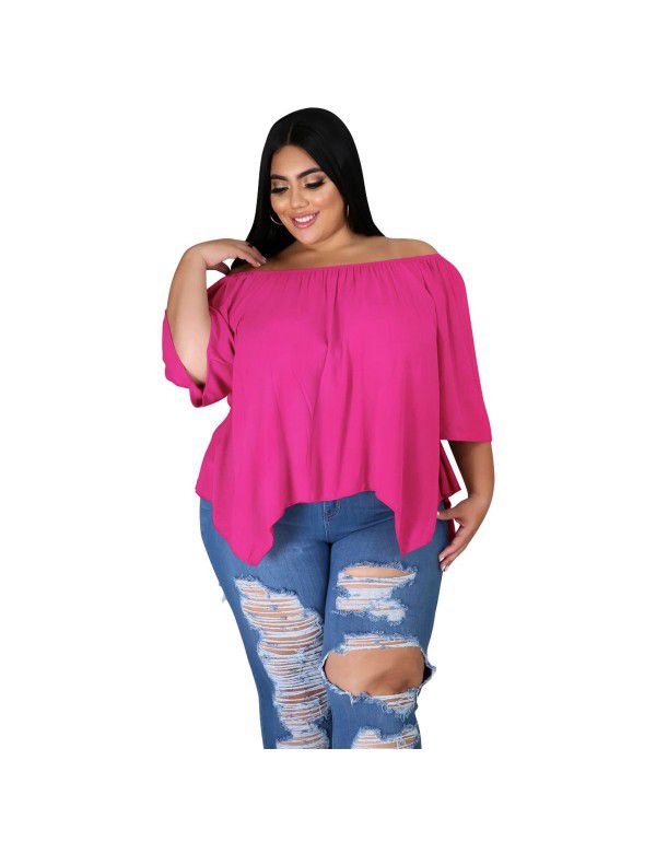 Loose Off Shoulder Top T-shirt Cool Breathable Cotton Large Medium Sleeve Comfortable Large Women's New Line