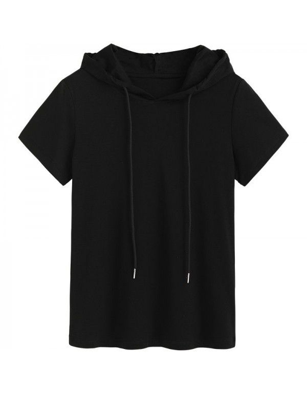 Light cotton T-shirt Women's fashion Korean hooded ins super hot new style 