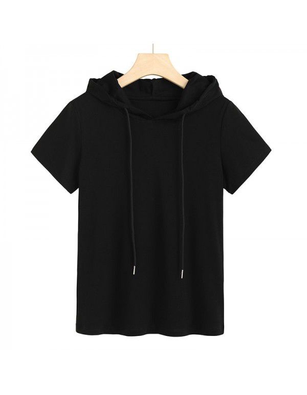 Light cotton T-shirt Women's fashion Korean hooded ins super hot new style 
