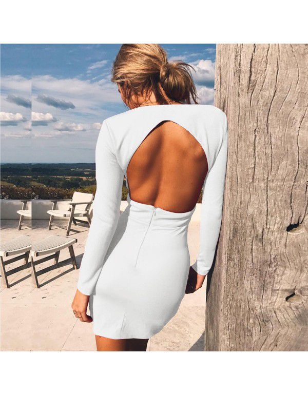 Sexy Deep V Open Back Autumn Winter New Dress Multi Color