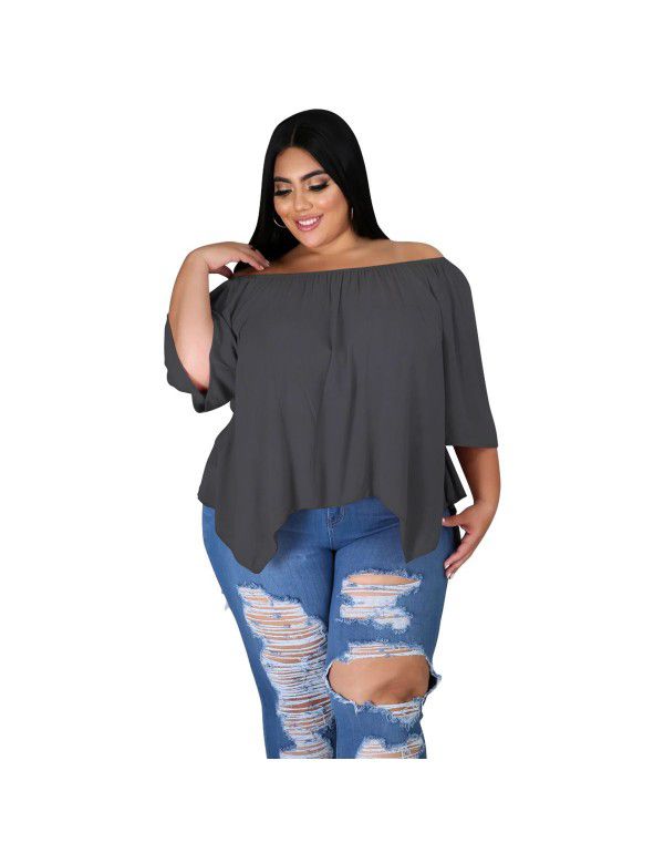 Loose Off Shoulder Top T-shirt Cool Breathable Cotton Large Medium Sleeve Comfortable Large Women's New Line