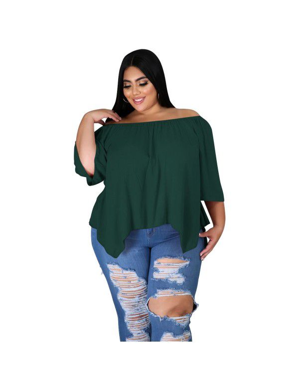 Loose Off Shoulder Top T-shirt Cool Breathable Cotton Large Medium Sleeve Comfortable Large Women's New Line