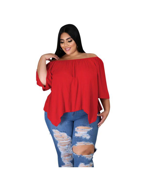 Loose Off Shoulder Top T-shirt Cool Breathable Cotton Large Medium Sleeve Comfortable Large Women's New Line