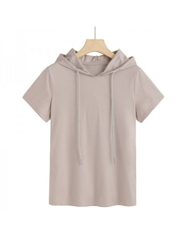Light cotton T-shirt Women's fashion Korean hooded ins super hot new style 