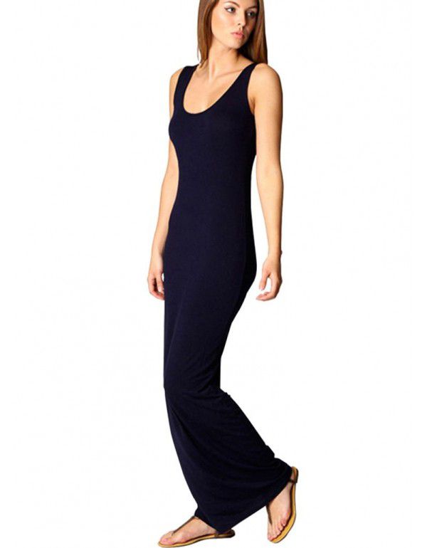 Summer New Casual Women's Sexy Tank Top Long Dress Sleeveless Slim Fit Dress 