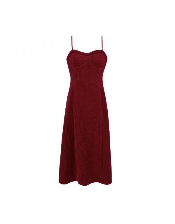 Suspended Dress Women's Winter French Velvet Bra Sexy Dress 