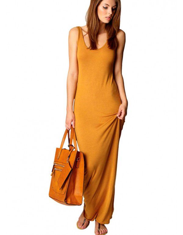 Summer New Casual Women's Sexy Tank Top Long Dress Sleeveless Slim Fit Dress 