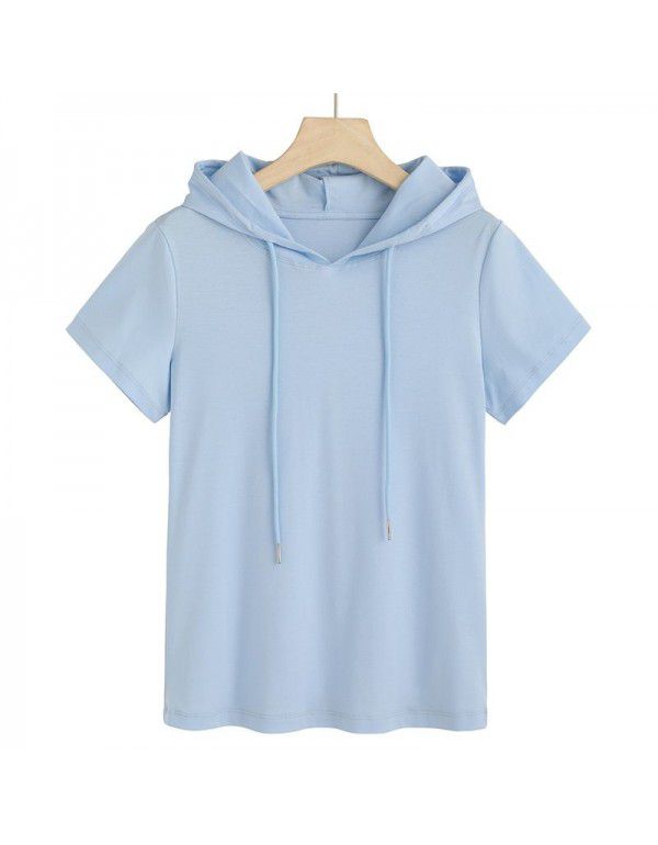 Light cotton T-shirt Women's fashion Korean hooded ins super hot new style 