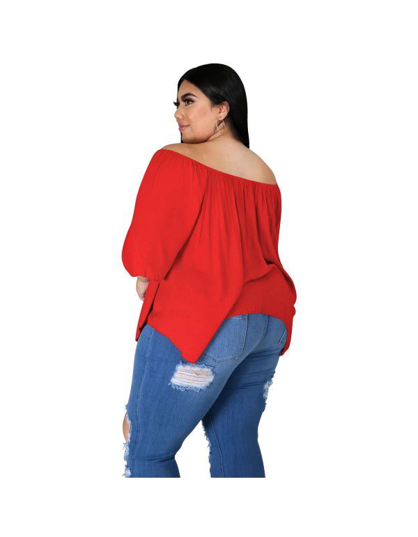 Loose Off Shoulder Top T-shirt Cool Breathable Cotton Large Medium Sleeve Comfortable Large Women's New Line