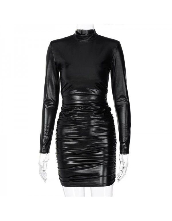Spring New Fashion Sexy Slim Fit Slim Ruffled Long Sleeve Dress