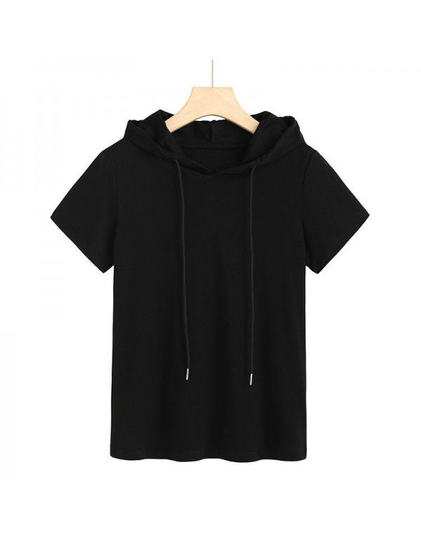 Light cotton T-shirt Women's fashion Korean hooded ins super hot new style 