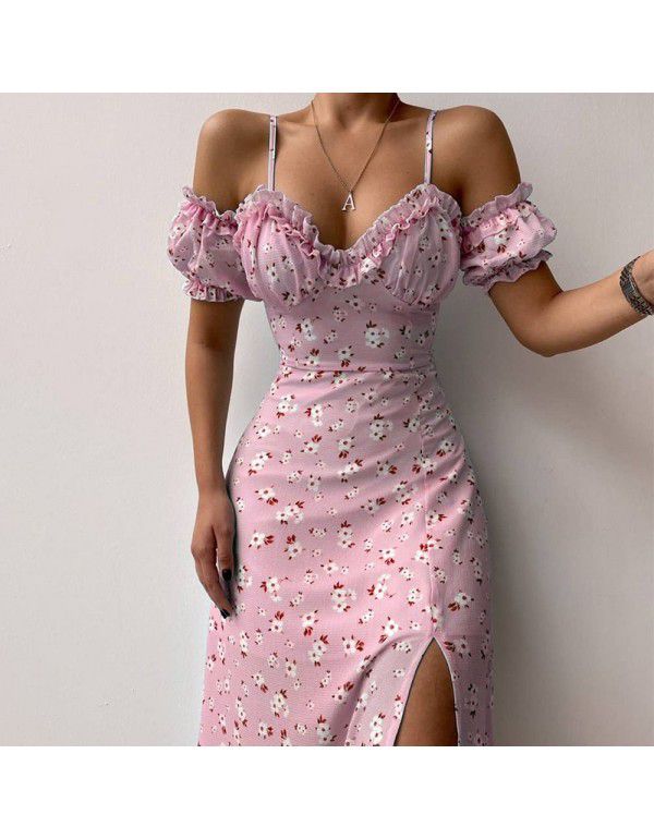 Women's New Sexy Slim Fit Midlength Dress Fragmented French Strap Dress