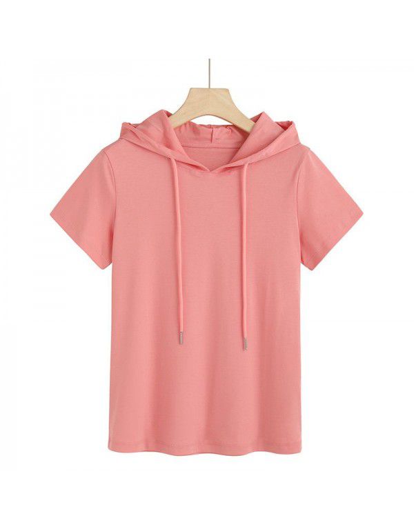 Light cotton T-shirt Women's fashion Korean hooded ins super hot new style 