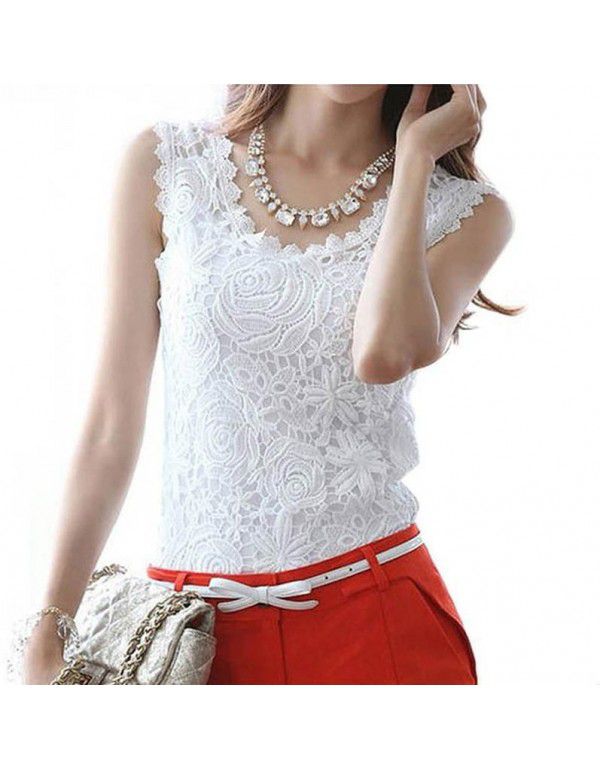 Summer New Korean Tank Top Women's Backing Sleeveless Top Large Lace Strap T-shirt