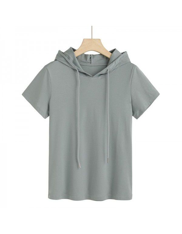 Light cotton T-shirt Women's fashion Korean hooded ins super hot new style 