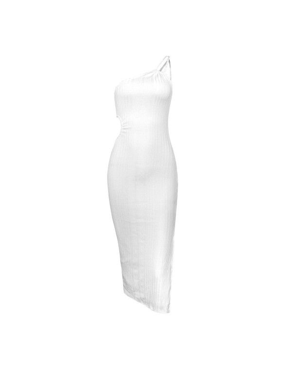 Women's Adjustable Unilateral Shoulder Strap Slim Slim Slim Slim Slim Dress with Open Backpack Hip Sexy Bottom Skirt Slim Fit