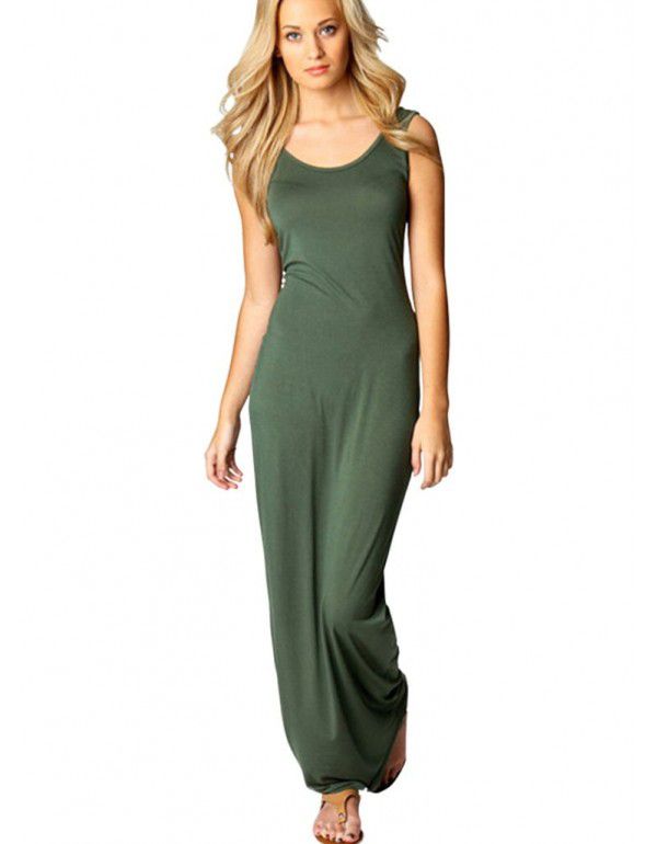 Summer New Casual Women's Sexy Tank Top Long Dress Sleeveless Slim Fit Dress 