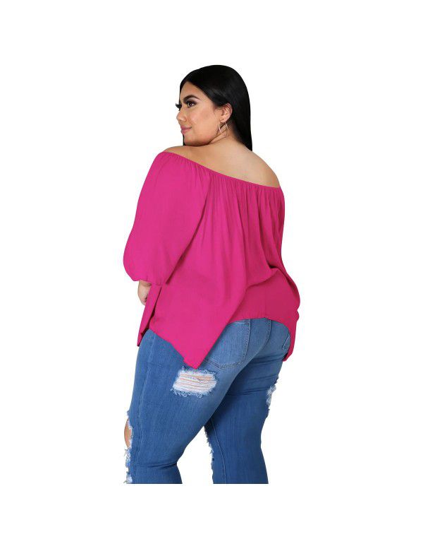 Loose Off Shoulder Top T-shirt Cool Breathable Cotton Large Medium Sleeve Comfortable Large Women's New Line
