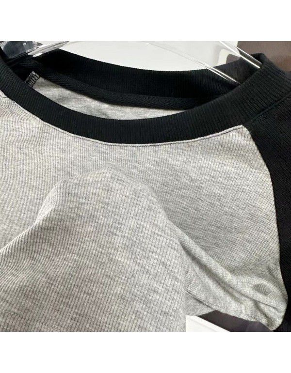 Short shoulder-length t-shirt women's long-sleeved autumn new slim bottom shirt women's tight-fitting top 
