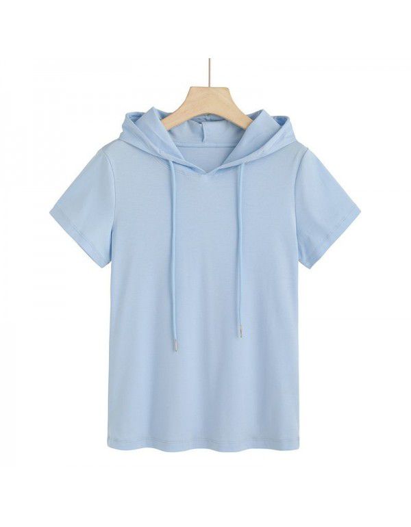 Light cotton T-shirt Women's fashion Korean hooded ins super hot new style 