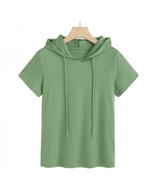 Light cotton T-shirt Women's fashion Korean hooded ins super hot new style 