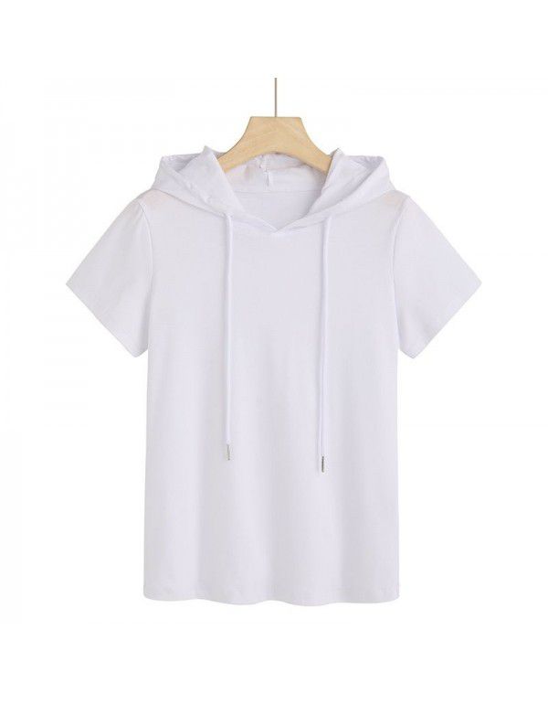 Light cotton T-shirt Women's fashion Korean hooded ins super hot new style 