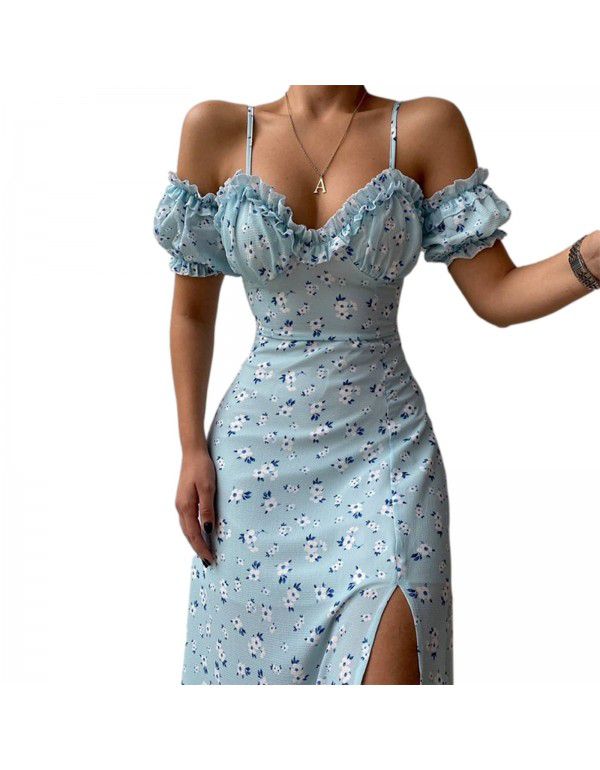 Women's New Sexy Slim Fit Midlength Dress Fragmented French Strap Dress