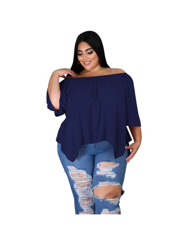 Loose Off Shoulder Top T-shirt Cool Breathable Cotton Large Medium Sleeve Comfortable Large Women's New Line