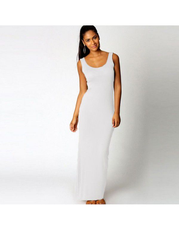 Summer New Casual Women's Sexy Tank Top Long Dress Sleeveless Slim Fit Dress 