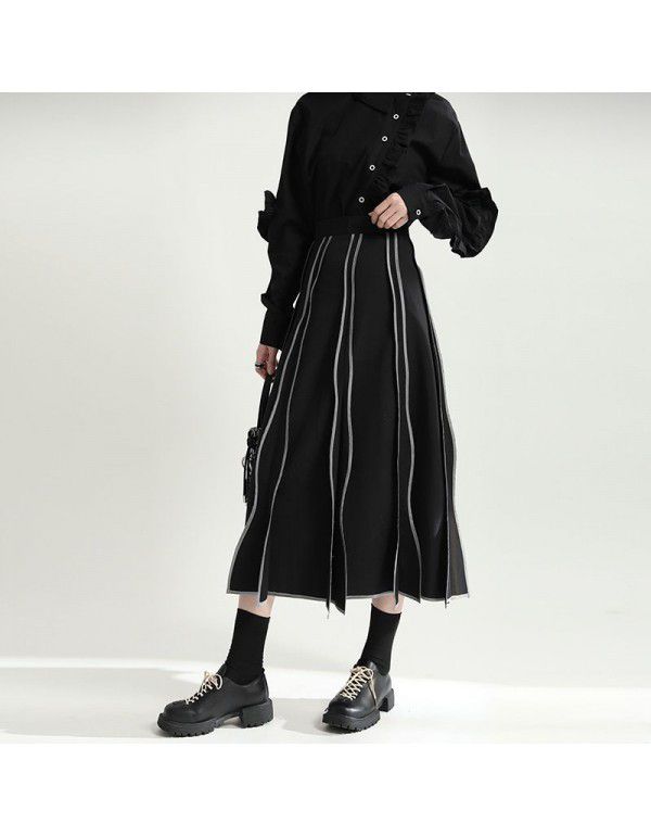 Spring Dress Irregular Wave Skirt Retro Draping Simple High Waist A-Line Skirt Slim Medium Length Skirt