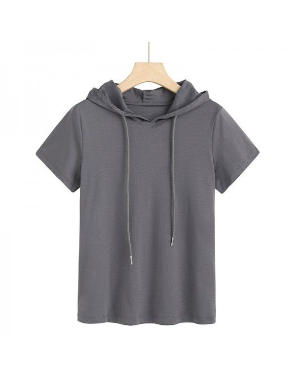 Light cotton T-shirt Women's fashion Korean hooded ins super hot new style 