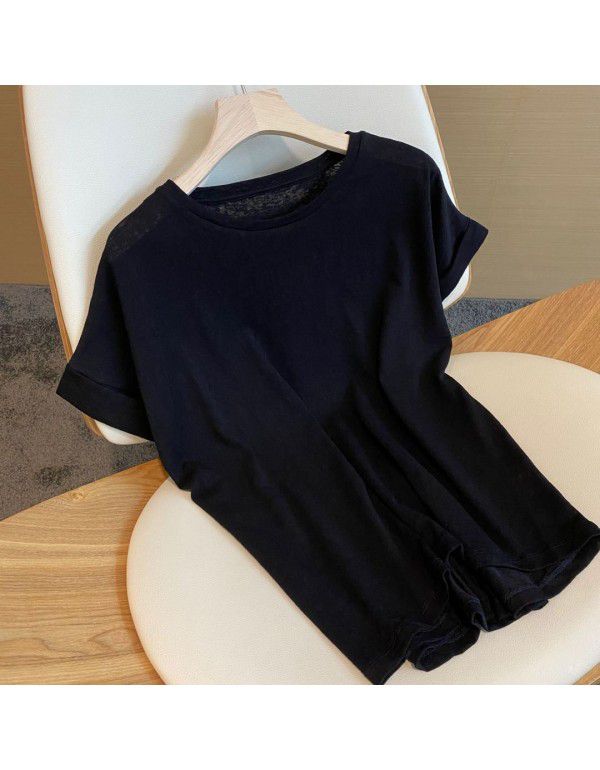 Cotton Hemp T-shirt Women 2023 Summer New Thin Short Sleeve Cover Shirt Women Transparent Loose Sunscreen Inner Layer Top