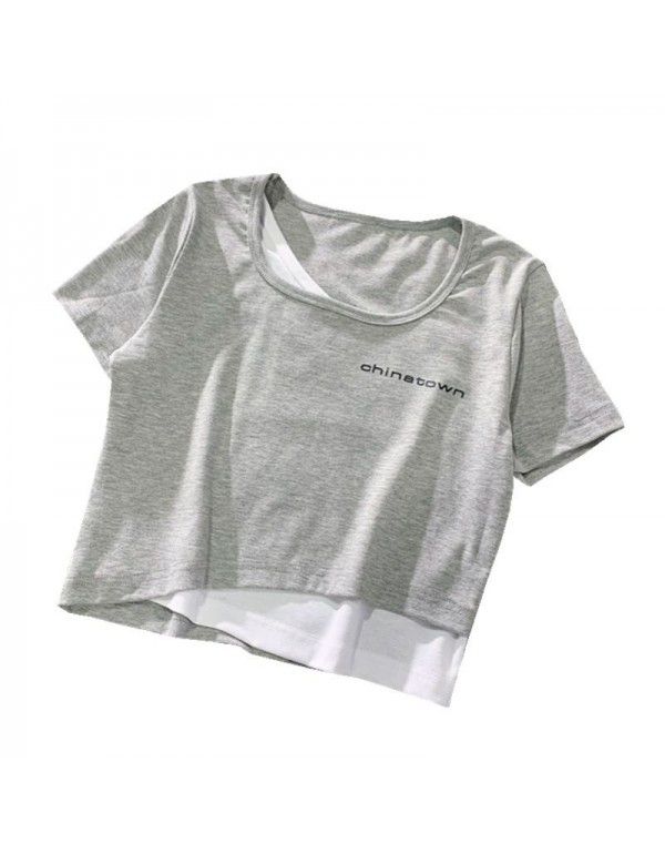 T-shirt Women's Summer Short Sleeve Short Open Umbilical Dress Tight Korean Chic Design Sense Small Spicy Girls