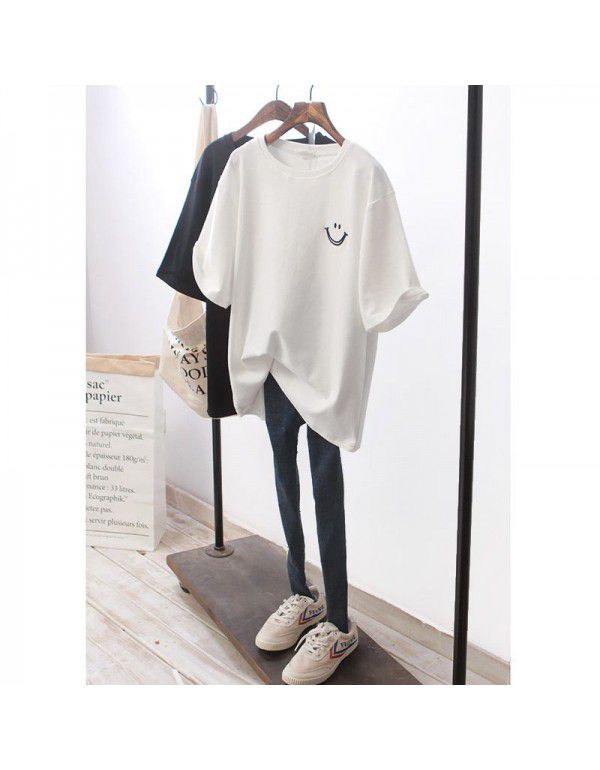 White T-shirt Women's Short Sleeve 2023 Summer New Korean Loose Large Student Dress Women's Ins One Piece