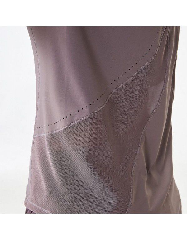 Cross-border Yoga Top LULULU Nude Sports Top Women's Back Loose Fitness Top Running T-shirt 