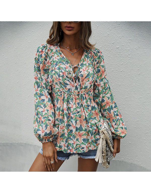 Independently developed and designed American station printing sexy women's top 2022 spring and summer temperament leisure vacation T-shirt 