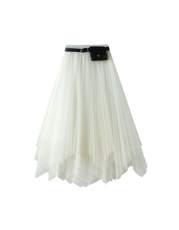 Spring/Summer Mid Length Black Swing Skirt Super Fairy Lace Mesh Skirt