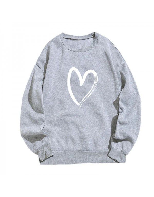 Winter new 2022 print individuality creative round neck sweater Korean version fashion simple temperament casual top women 